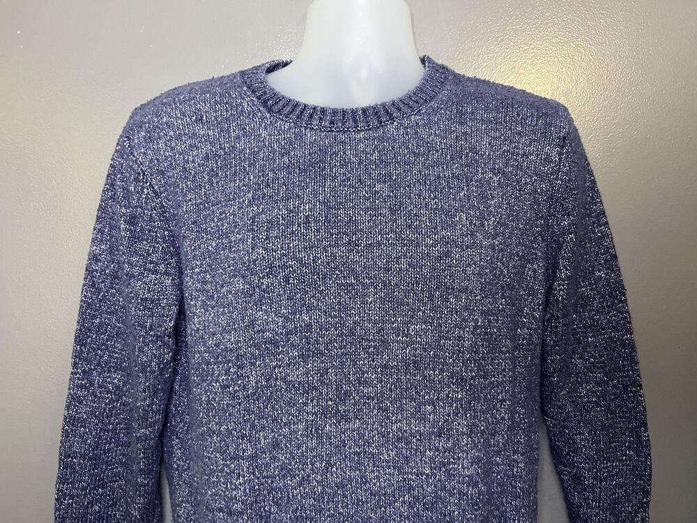 Magaschoni Sweater Mens Small Blue Cotton Lyocell Crewneck Pullover Heathered